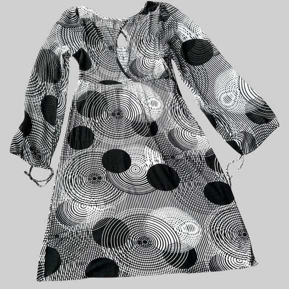 Nicole Benisti Polka Dots Sheer Sleeve Cutout Back  Stretch Dress - Picture 14 of 16